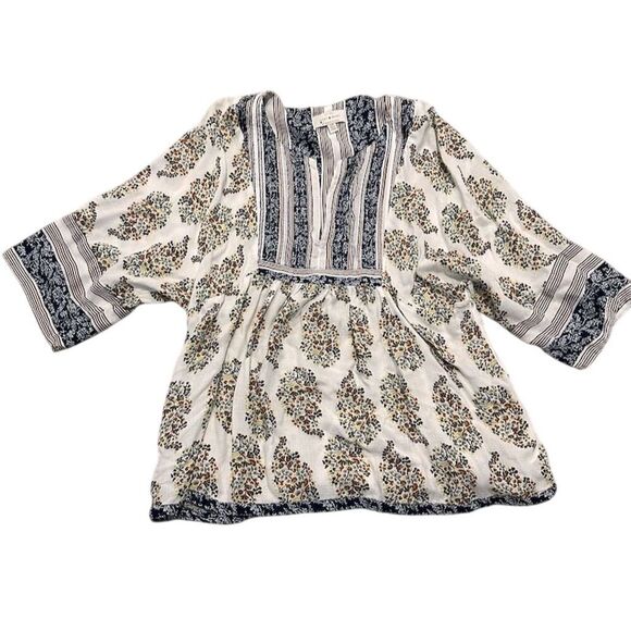 Lucky Brand Women's Floral Peasant Top Tunic Blouse Size S Multicolor - Picture 1 of 3